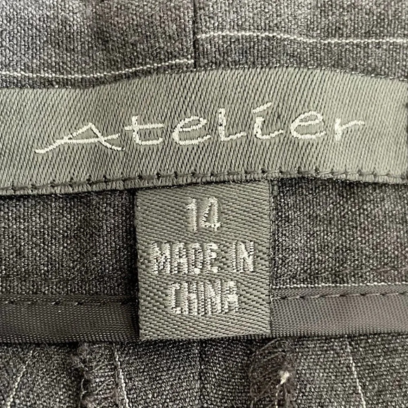 Atelier Straight Leg Poly Blend Washable Striped Pants Grey + White Sz 14 NWT - Picture 8 of 12